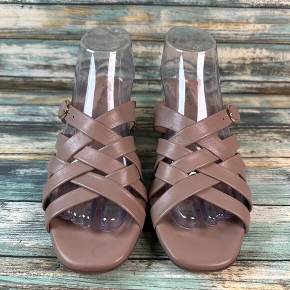 Trotters Lauri Slide Sandals Woven Taupe Leather Adjustable Strap Womens Size 9M - Picture 4 of 12